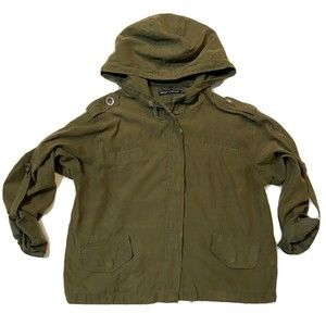 Brandy Melville Brown Hoodie Zip Pockets Roll Up Long Sleeves One Size Medium